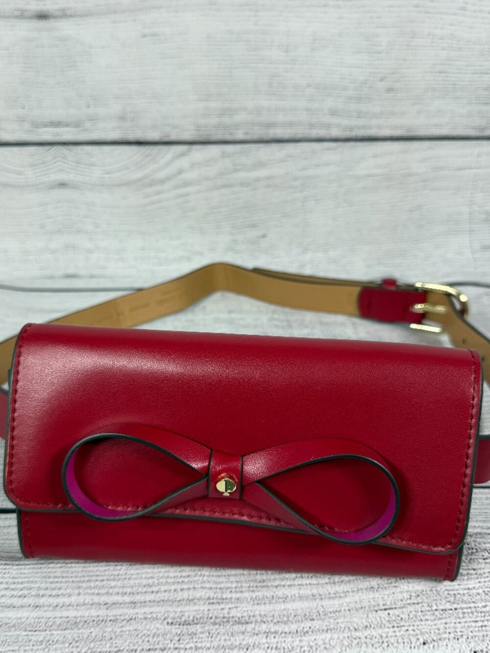 Kate Spade New York Red Bow Belt Bag Waist Pack Crossbody Purse S/M 7x4 - Picture 1 of 11